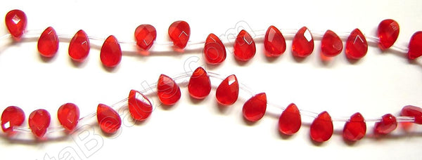 Red Crystal Bright - 7x10mm Faceted Flat Briolette 16"