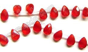 Red Crystal Bright - 7x10mm Faceted Flat Briolette 16"