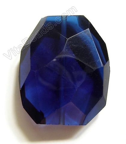 Royal Blue Crystal Quartz - 30x35mm Faceted Nugget Pendant