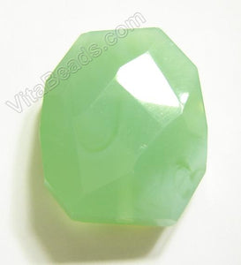 Faceted Nugget Pendant - Light Green Chalcedony Qtz