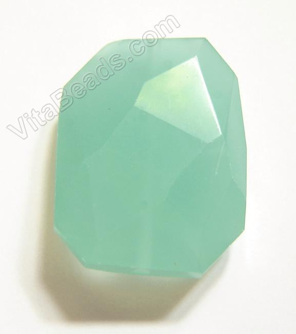 Faceted Nugget Pendant - Light Aqua Green Chalcedony Qtz