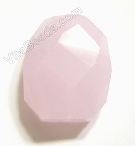 Pink Chalcedony Quartz - 30x35mm Faceted Nugget Pendant