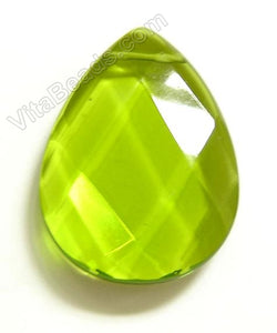 Peridot Green Crystal Quartz - Faceted Pendant - Briolette