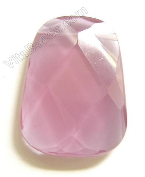 Rosy Silk Chalcedony  - 30x40mm Faceted Ladder Pendant