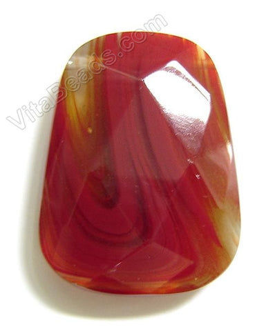 Fire Quartz  - 30x40mm Faceted Ladder Pendant