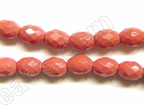 Faceted Rice - 002 Dyed Coral Qtz  16"