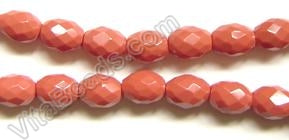 Faceted Rice - 002 Dyed Coral Qtz  16"