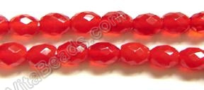 Faceted Rice - Bright Red Quartz  16"