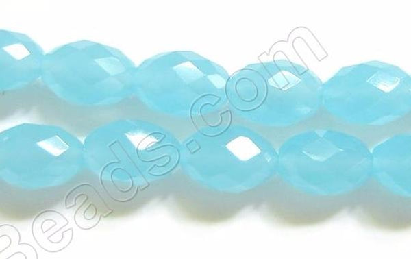 Faceted Eggs - 024 Aqua Chalcedony (Dark)  16"