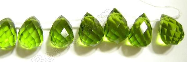 Peridot Green Crystal Quartz  -  18x25mm Faceted Teardrop 8"