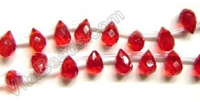 Red Crystal Bright - 7x10mm Faceted Teardrop 16"