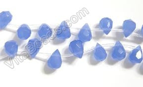 Dark Blue Chalcedony Quartz - 7x10mm Faceted Teardrop 16"