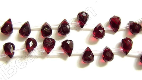 Red Win. Quartz Dark - 7x10mm Faceted Teardrop 16"