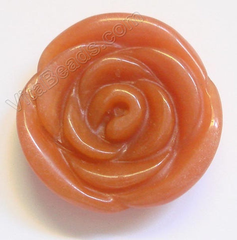 Carved Round Rose pendant - Red Aventurine