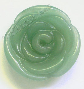 Carved Round Rose Pendant - Green Aventurine