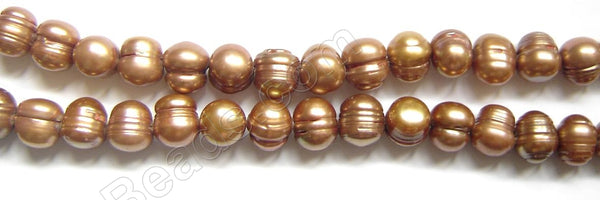 Fresh Water Pearls  -  Golden Brown Acorn Potato 16"