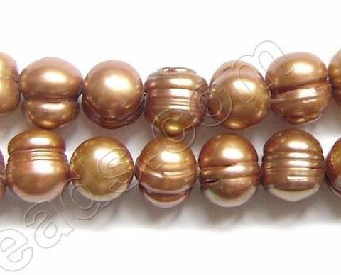 Fresh Water Pearls  -  Golden Brown Acorn Potato 16"