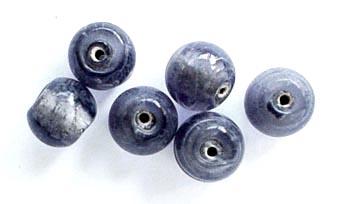 Indian Glass Beads - Silver Foil IGB 3320 - 2 - 3032 Grey - 9mm Smooth Round