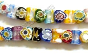 Glass Beads  -  Bone - Multi color  16"