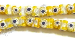 Glass Beads  -  Bone - Yellow 16"