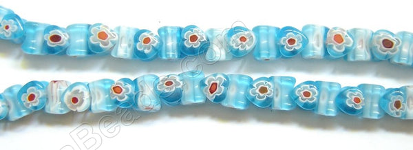 Glass Beads  -  Bone - Aqua Blue 16"