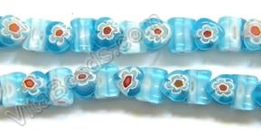 Glass Beads  -  Bone - Aqua Blue 16"