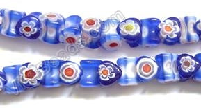 Glass Beads  -  Bone - Dark Blue 16"