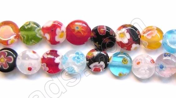 Glass Beads  -  Puff Coin - Mixed  16"