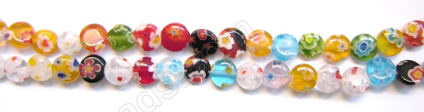 Glass Beads  -  Puff Coin - Mixed  16"