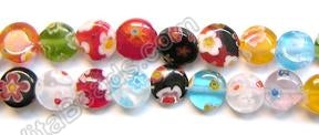 Glass Beads  -  Puff Coin - Mixed  16"