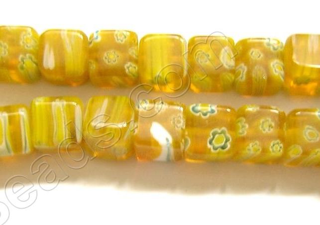Glass Beads  -  Cubes - Lemon Yellow   16"