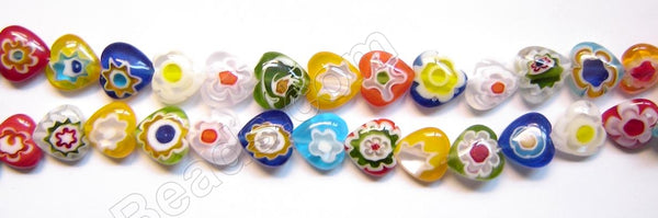 Glass Beads  -  Puff Heart - Mixed Flower 16"