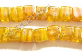 Glass Beads  -  Cubes - Orange Yellow   16"