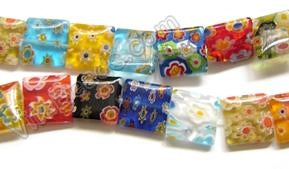 Glass Beads  -  Puff Square - Mixed  16"