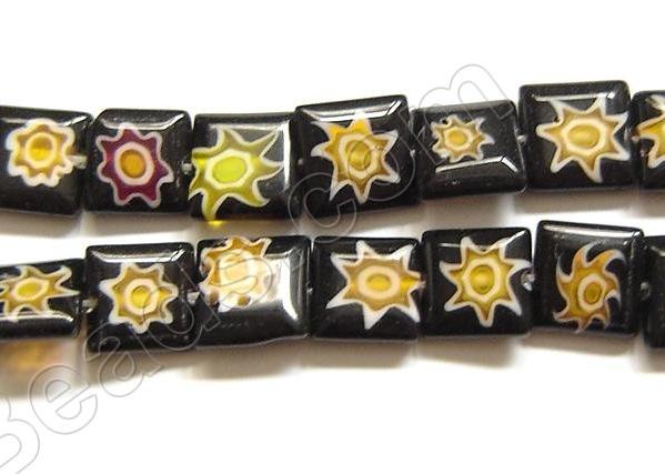 Glass Beads  -  Puff Square - Black  16"