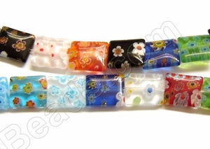 Glass Beads  -  Puff Rectangle - Mixed 16"