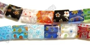 Glass Beads  -  Puff Rectangle - Mixed 16"