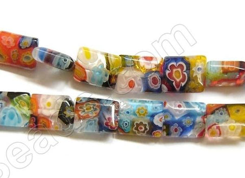 Glass Beads  -  Puff Rectangle - Rainbow  16"