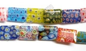 Glass Beads  -  Puff Rectangle - Mixed 16"