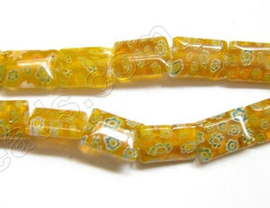 Glass Beads  -  Puff Rectangle - Yellow 16"