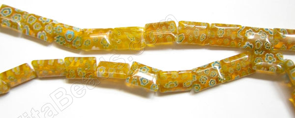 Glass Beads  -  Puff Rectangle - Yellow 16"