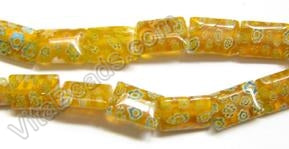 Glass Beads  -  Puff Rectangle - Yellow 16"