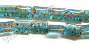 Glass Beads  -  Puff Rectangle - Dark Aqua 16"