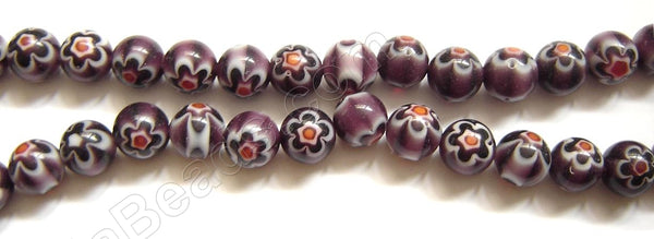 Glass Beads  -  Smooth Round  - Purple  16"