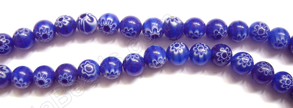 Glass Beads  -  Smooth Round  - Royal Blue  16"