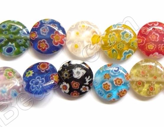 Glass Beads  -  Puff Coin - Mixed  16"