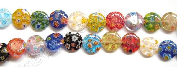 Glass Beads  -  Puff Coin - Mixed  16"