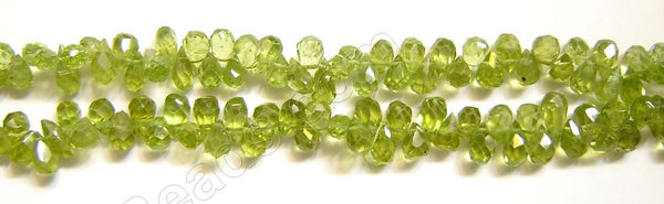 Peridot  -  4-5mm Small Faceted Teardrop Head Drill  14"