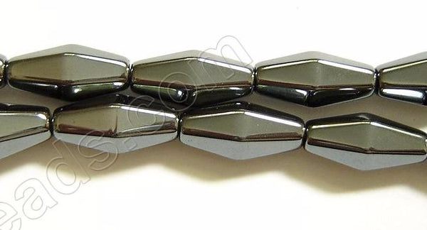 Hematite  -  Faceted Diamond Rice  16"