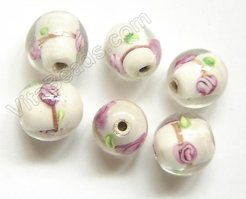 Lamp Work Glass Beads - Flower bdgl 519 - 23 White